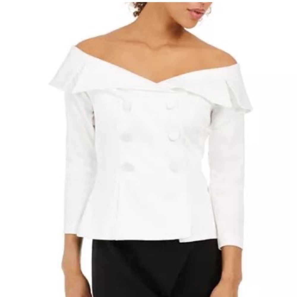 Adrianna Papell Double Breasted Off Shoulders Blouse